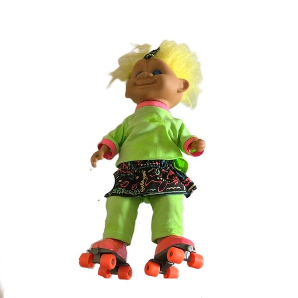GIRL TROLL DOLL 15 INCH ROLLER SKATING VINTAGE toy Leader Toy Corp (1992) Works - Picture 1 of 9